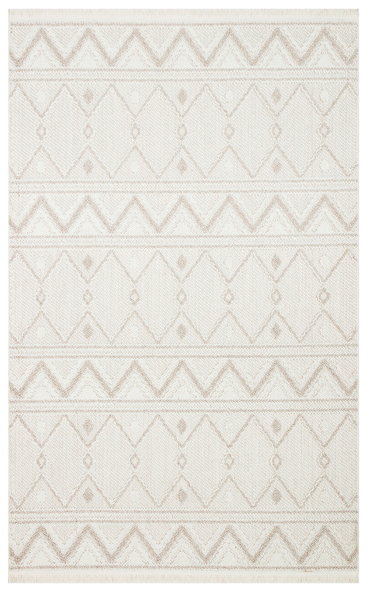 Gala 03 White Beige Örgü Dokuma Salon Koridor Mutfak Halısı Bukle