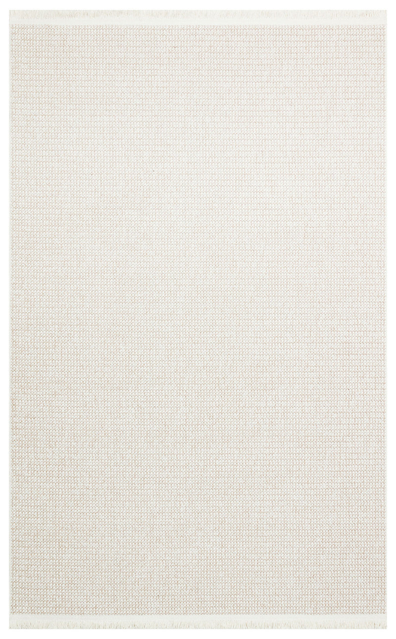 Gala Plain Beige White Örgü Dokuma Salon Koridor Mutfak Halısı Bukle