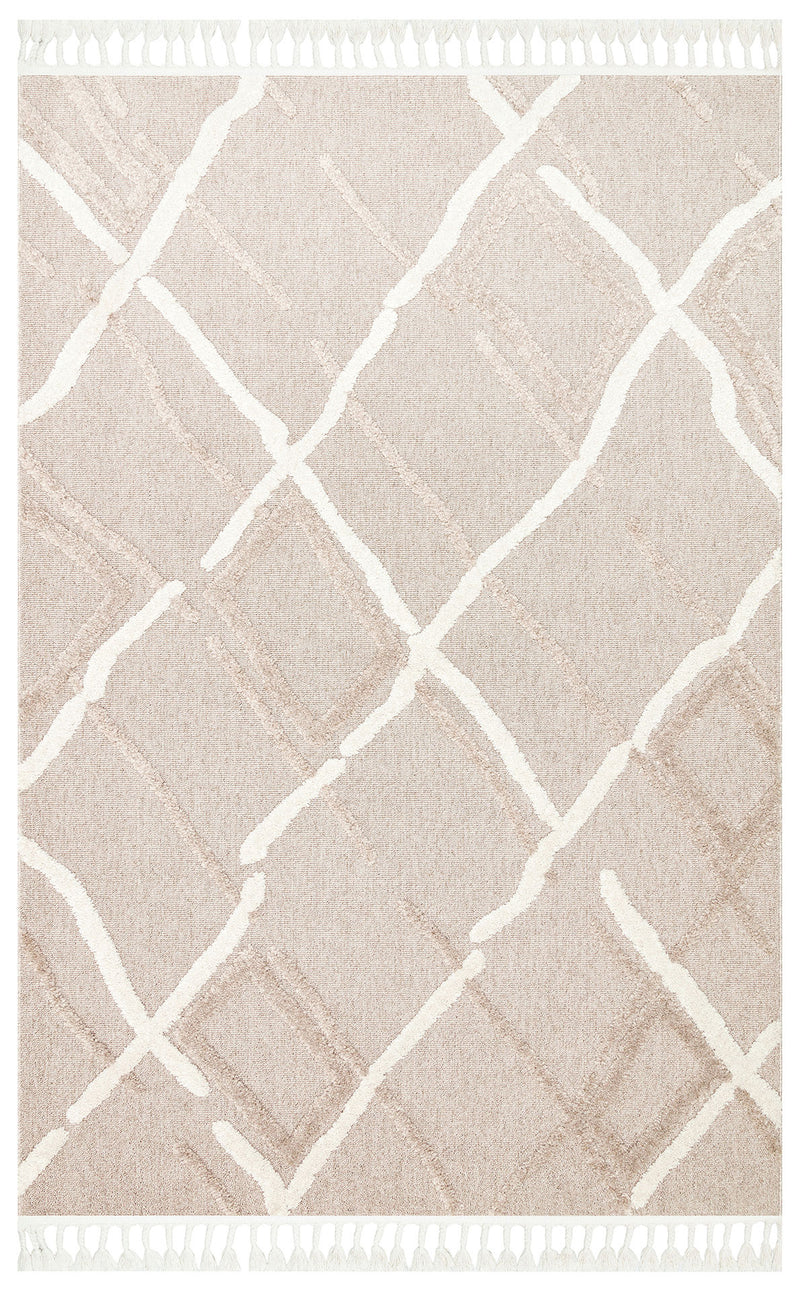Malibu MLB03 Beige White Örgü Dokuma Salon Koridor Mutfak Halısı Bukle