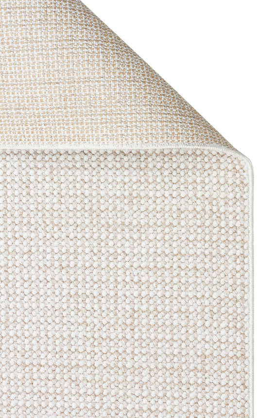 Gala Plain Beige White Örgü Dokuma Salon Koridor Mutfak Halısı Bukle
