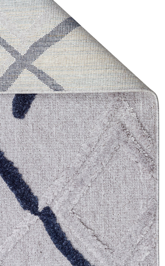 Malibu MLB03 Grey Navy Örgü Dokuma Salon Koridor Mutfak Halısı Bukle