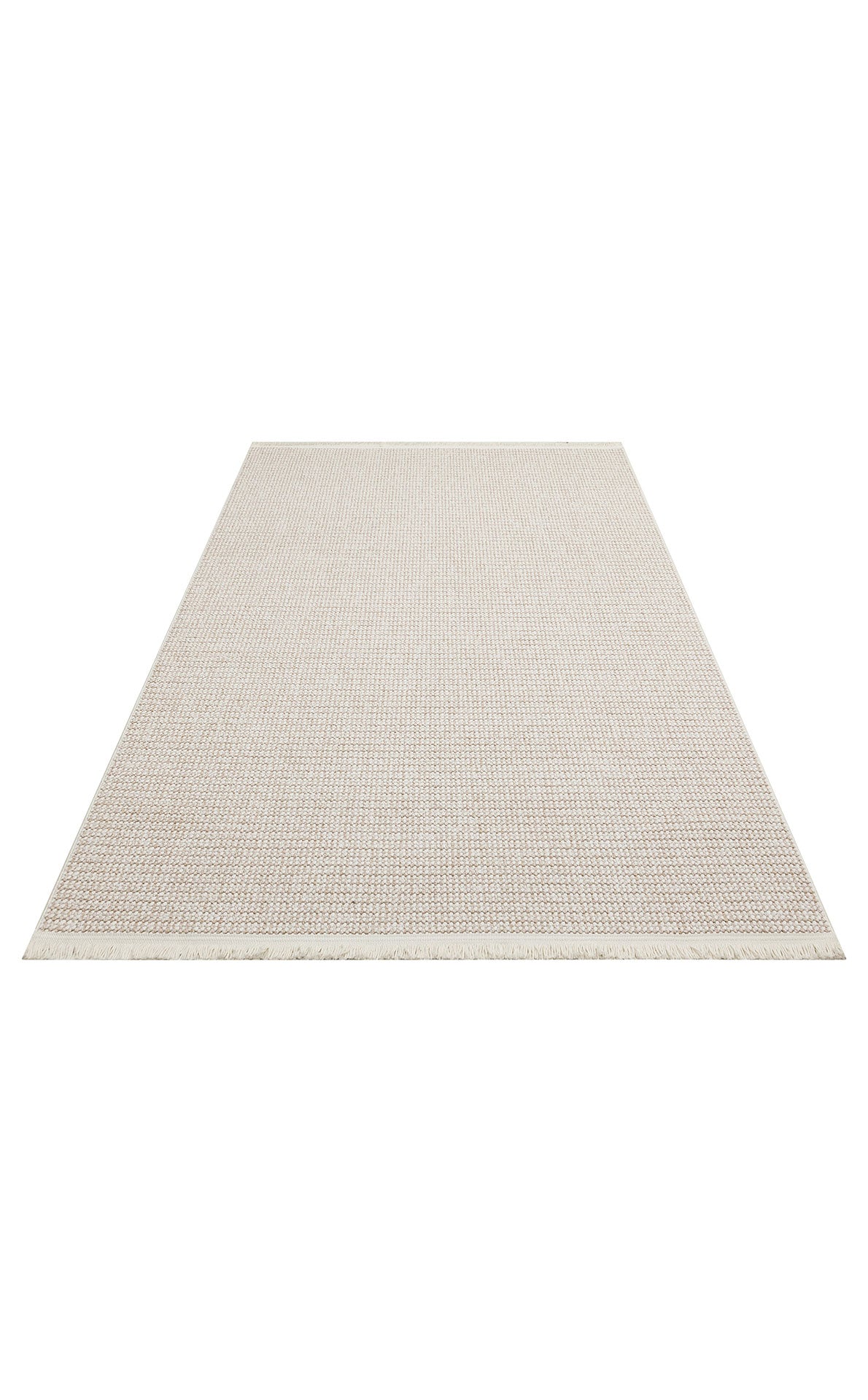 Gala Plain Beige White Örgü Dokuma Salon Koridor Mutfak Halısı Bukle