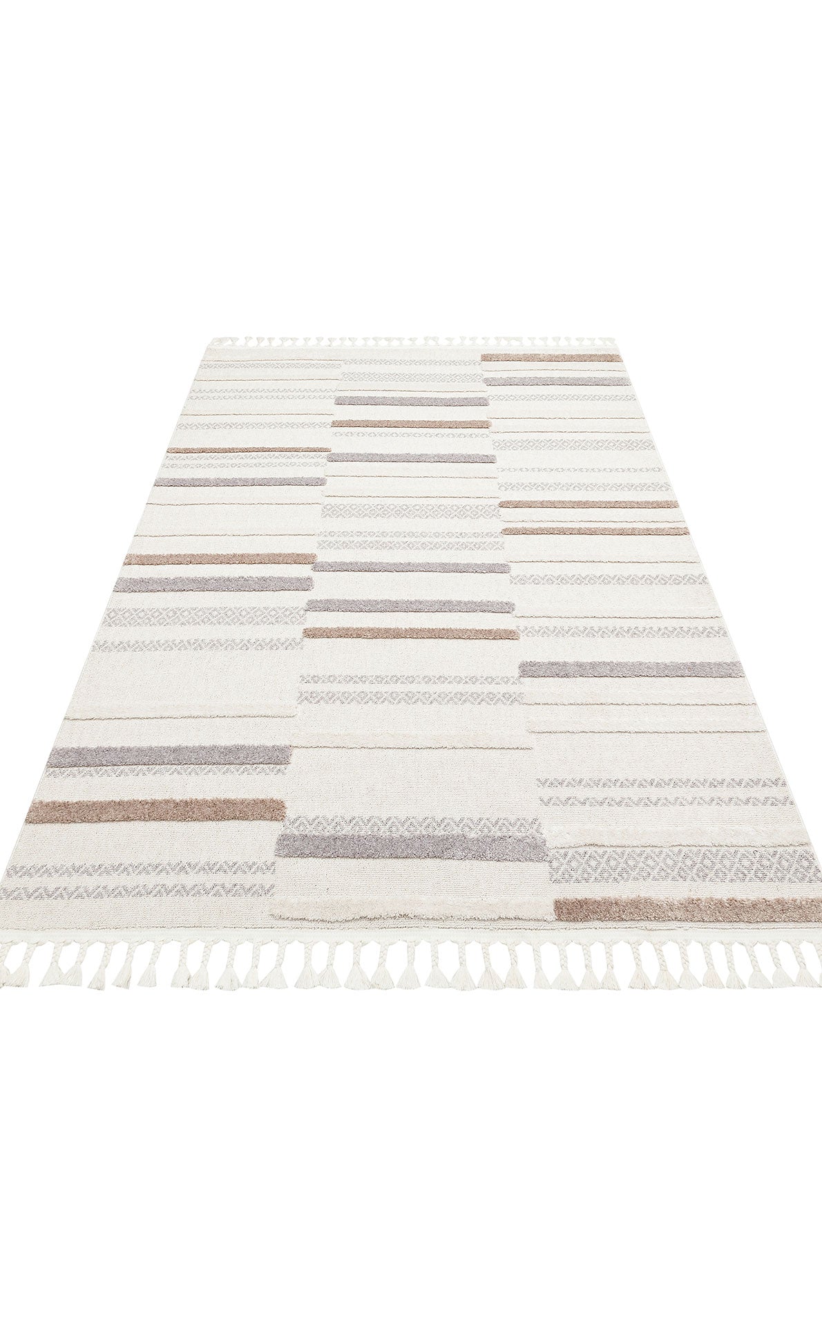 Malibu MLB01 White Grey Örgü Dokuma Salon Koridor Mutfak Halısı Bukle