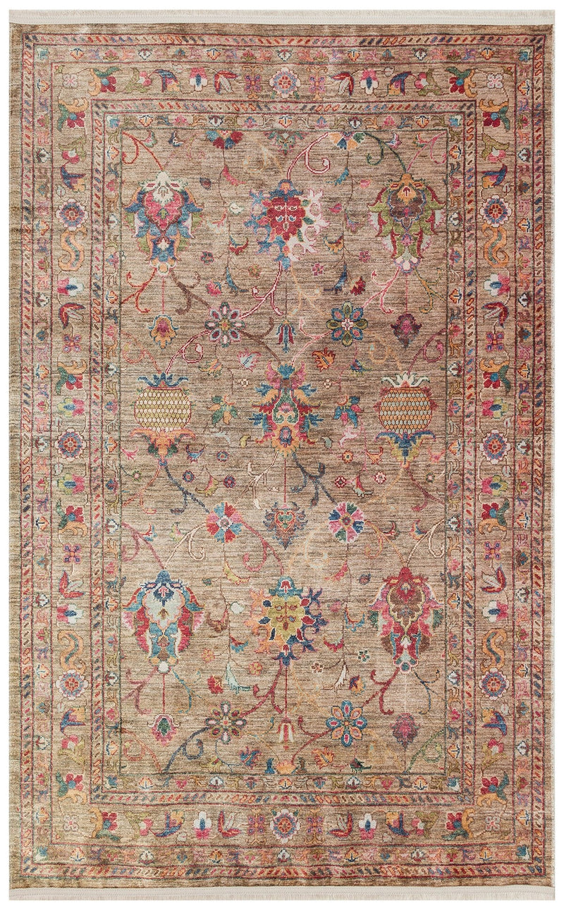 Kadim Beige KDM08 Antik Desenlere Sahip Makinede Yıkanabilir Vintage Salon Oturma odası Koridor Mutfak Halısı