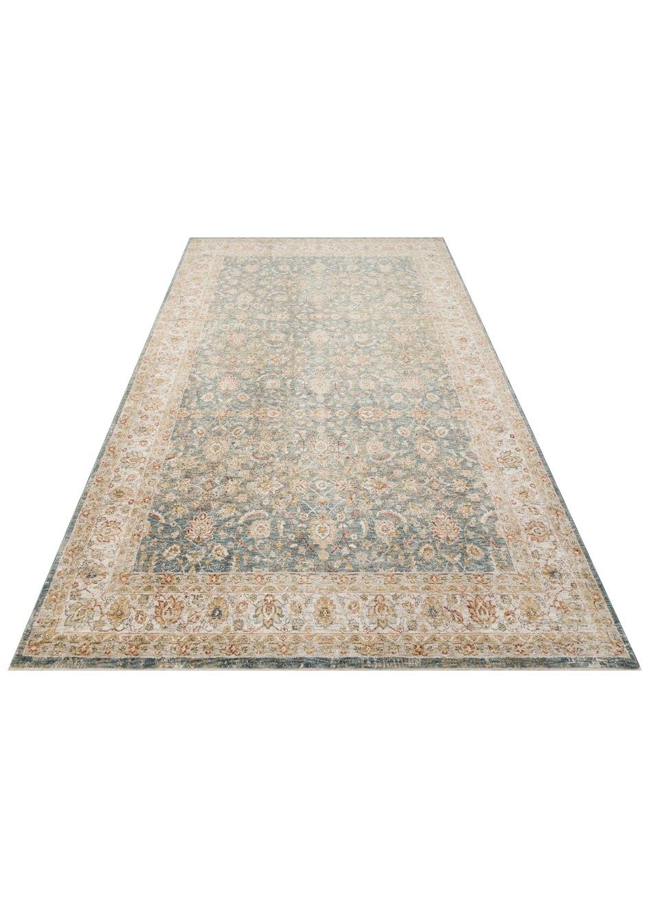 Varak Blue VRK01 Desenlere Sahip Makinede Yıkanabilir Vintage Salon Oturma odası Koridor Mutfak Halısı