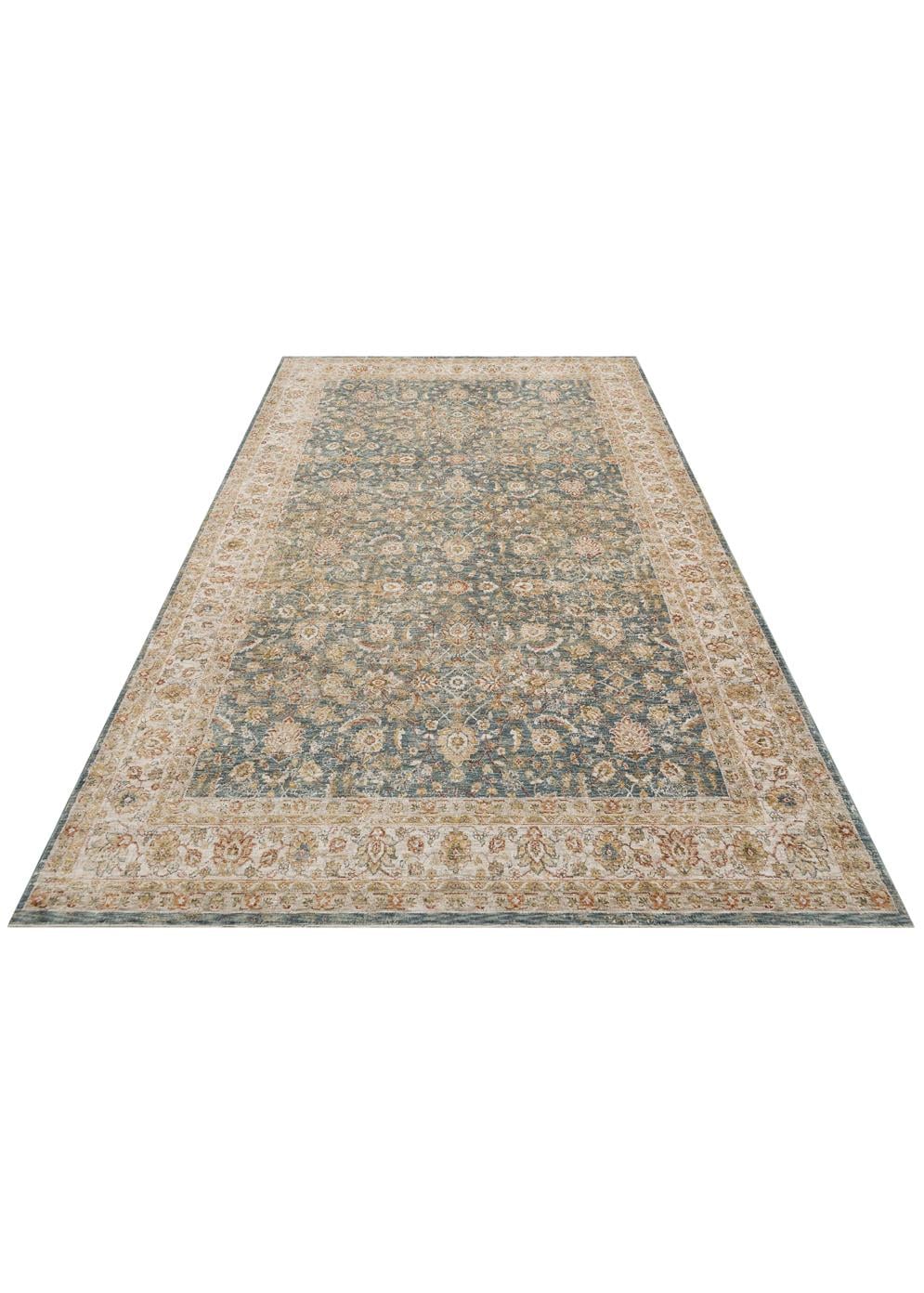 Varak Blue VRK01 Desenlere Sahip Makinede Yıkanabilir Vintage Salon Oturma odası Koridor Mutfak Halısı