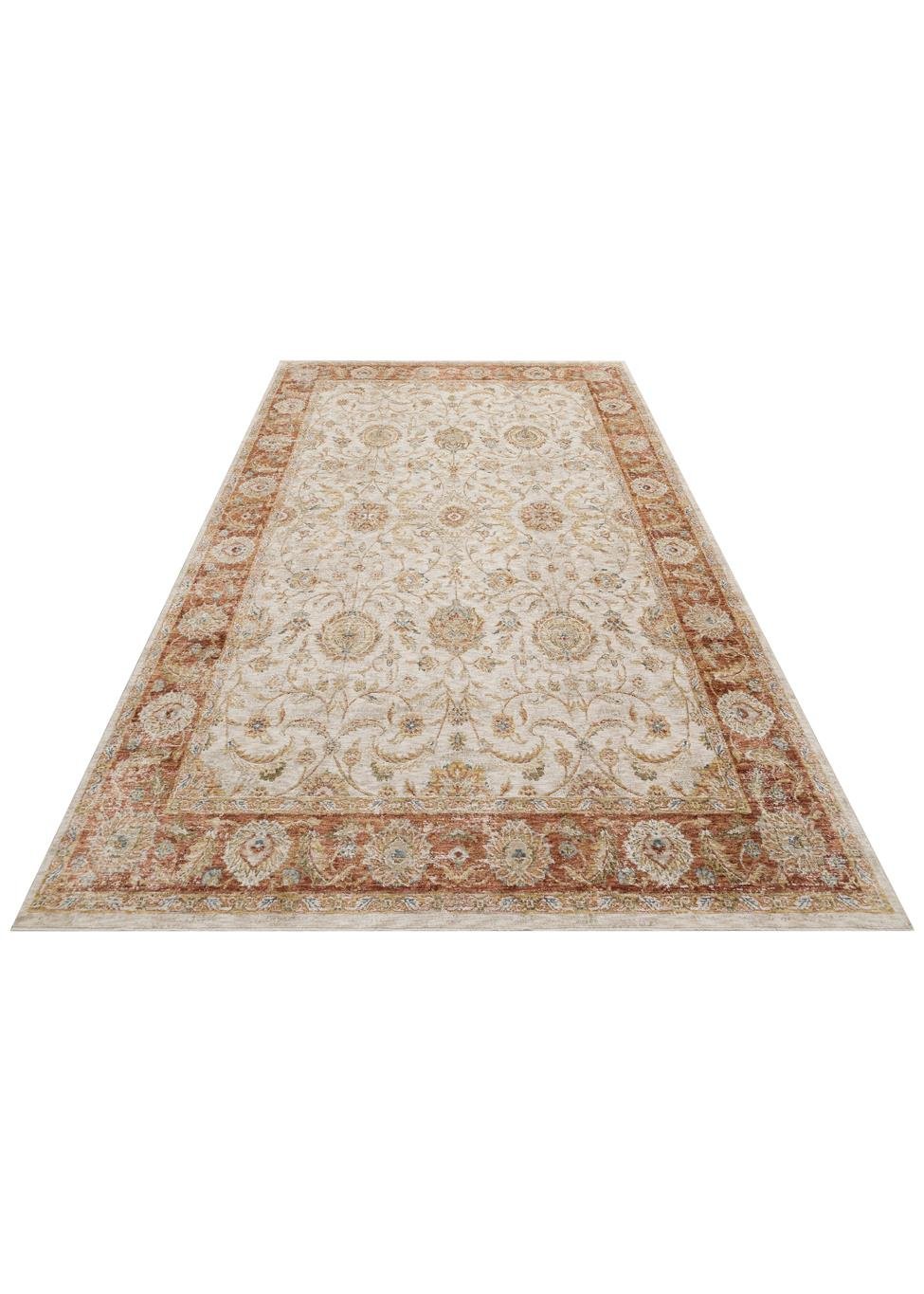 Varak Cream VRK02 Desenlere Sahip Makinede Yıkanabilir Vintage Salon Oturma odası Koridor Mutfak Halısı