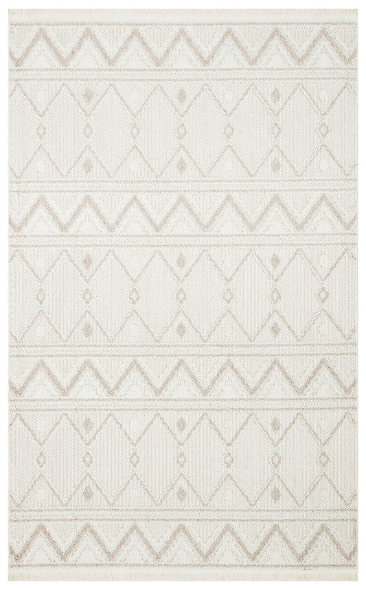Gala 03 White Beige Örgü Dokuma Salon Koridor Mutfak Halısı Bukle