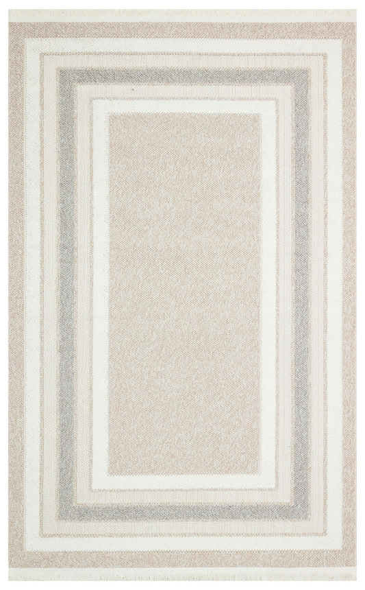 Gala 04  Beige Grey  Örgü Dokuma Salon Koridor Mutfak Halısı Bukle