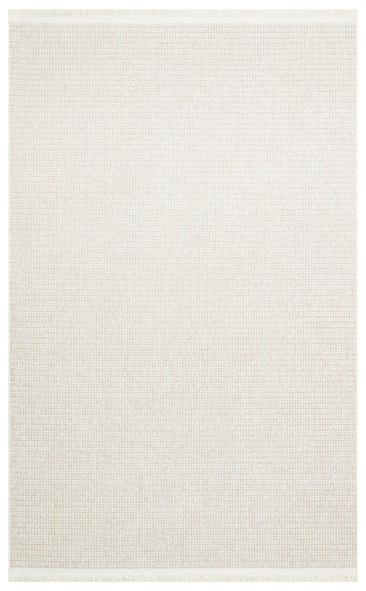 Gala Plain Beige White Örgü Dokuma Salon Koridor Mutfak Halısı Bukle