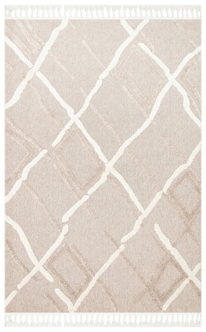 Malibu MLB03 Beige White  Örgü Dokuma Salon Koridor Mutfak Halısı Bukle
