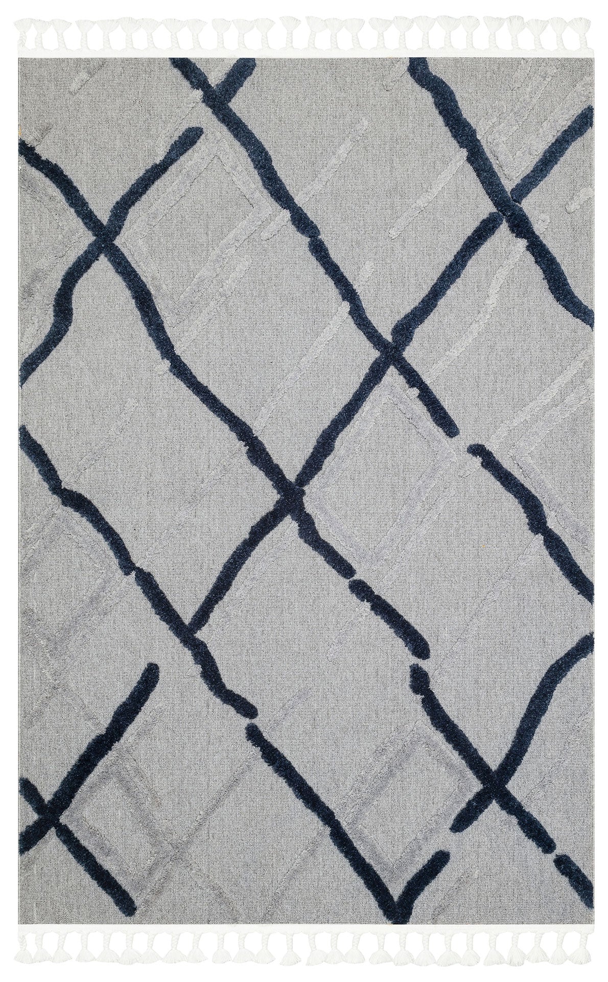 Malibu MLB03 Grey Navy Örgü Dokuma Salon Koridor Mutfak Halısı Bukle