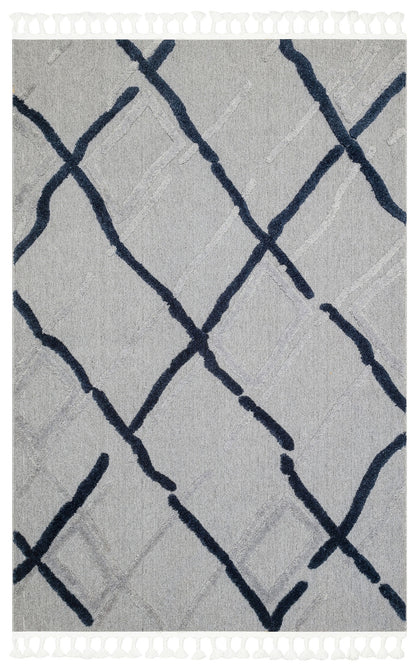 Malibu MLB03 Grey Navy Örgü Dokuma Salon Koridor Mutfak Halısı Bukle