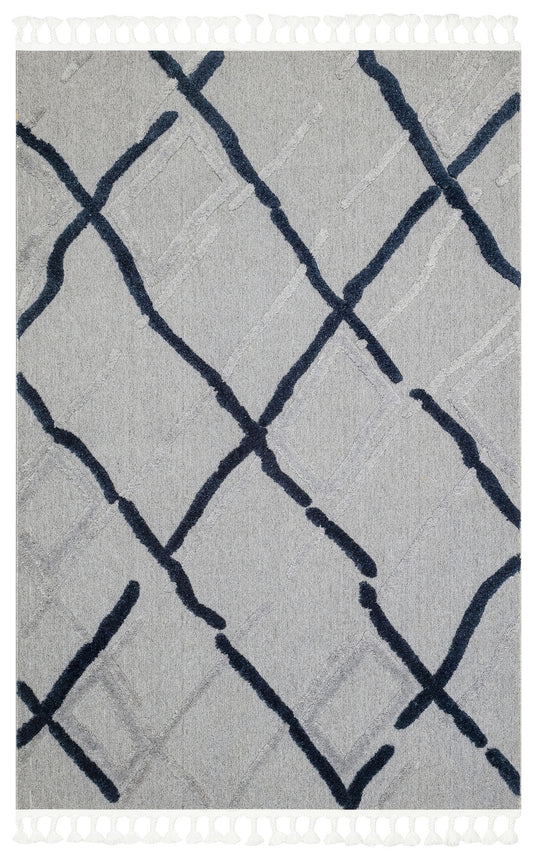 Malibu MLB03 Grey Navy Örgü Dokuma Salon Koridor Mutfak Halısı Bukle