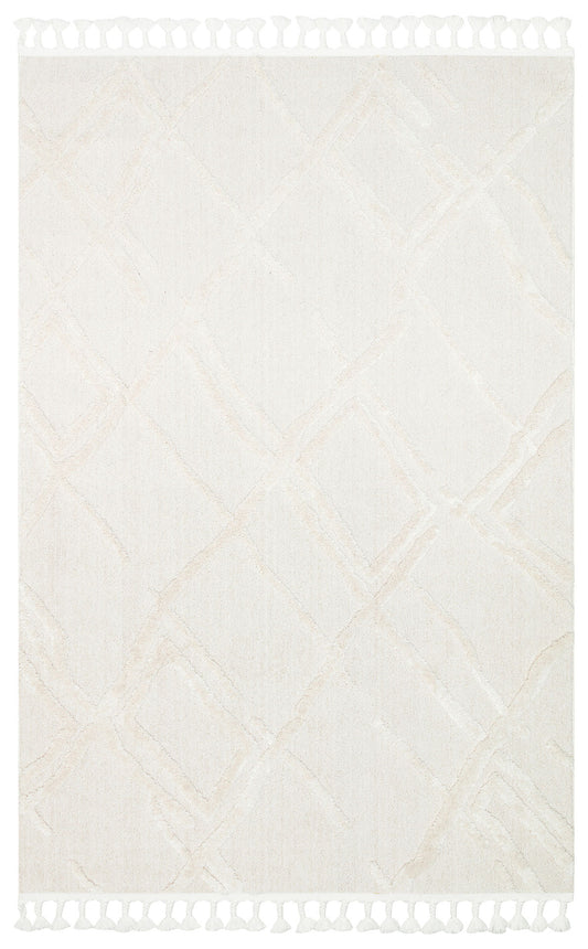 Malibu MLB03 White Örgü Dokuma Salon Koridor Mutfak Halısı Bukle