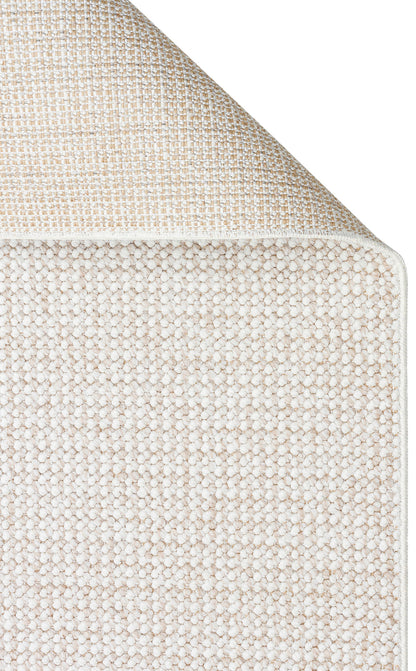 Gala Plain Beige White Örgü Dokuma Salon Koridor Mutfak Halısı Bukle