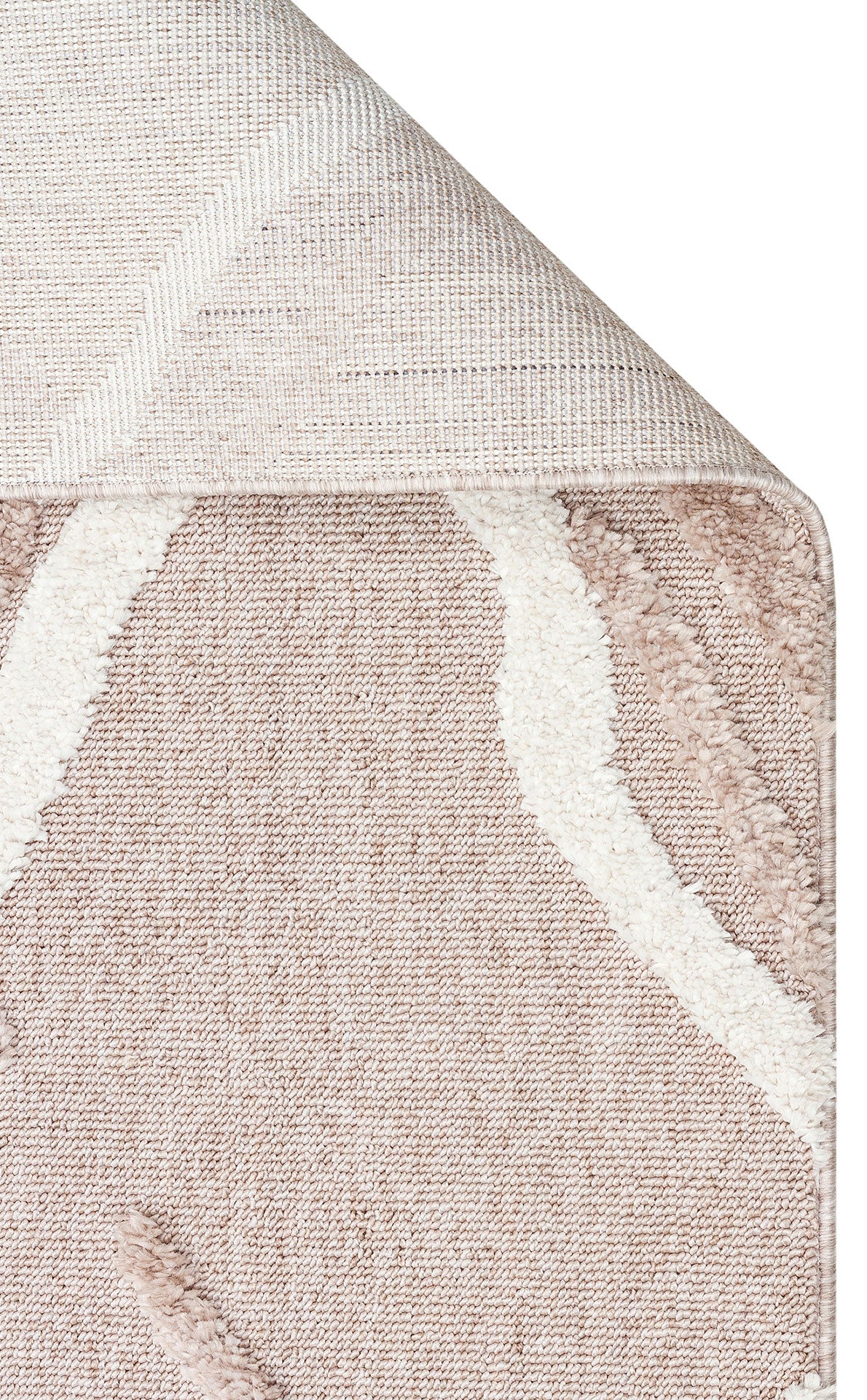 Malibu MLB03 Beige White  Örgü Dokuma Salon Koridor Mutfak Halısı Bukle