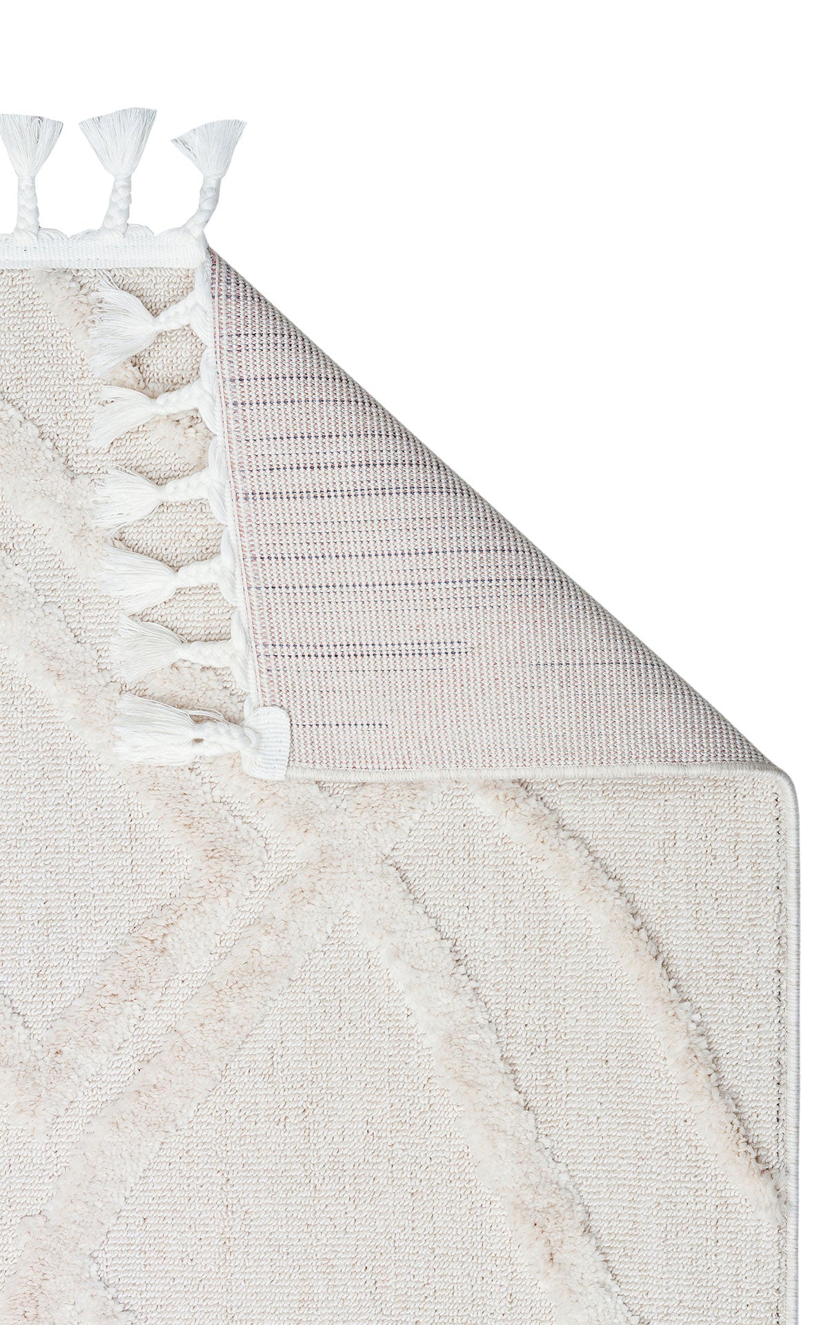 Malibu MLB03 White Örgü Dokuma Salon Koridor Mutfak Halısı Bukle