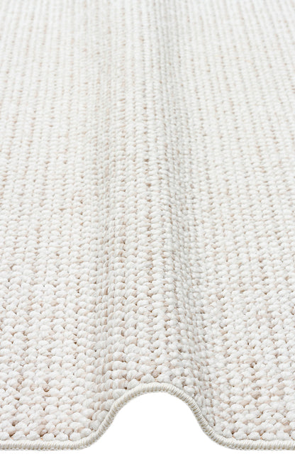 Gala Plain Beige White Örgü Dokuma Salon Koridor Mutfak Halısı Bukle