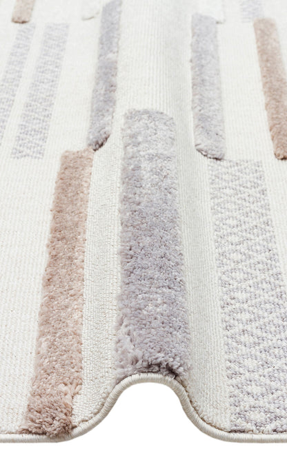 Malibu MLB01 White Grey Örgü Dokuma Salon Koridor Mutfak Halısı Bukle