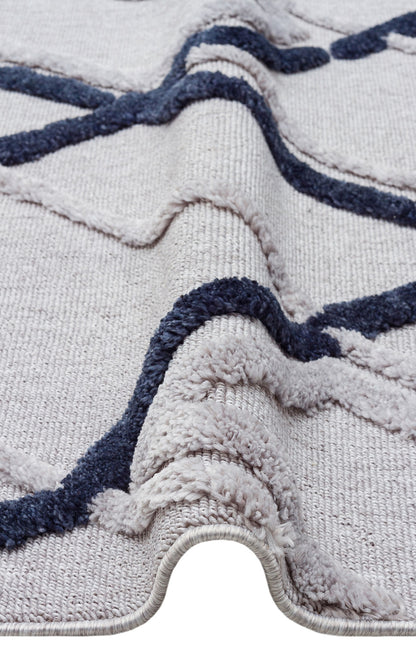 Malibu MLB03 Grey Navy Örgü Dokuma Salon Koridor Mutfak Halısı Bukle