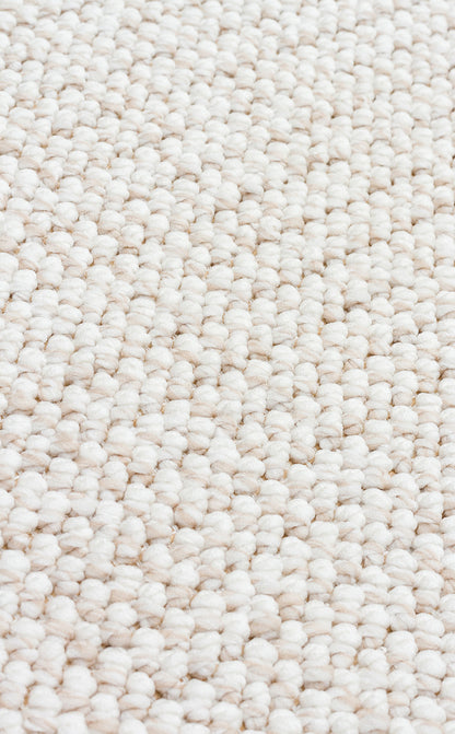 Gala Plain Beige White Örgü Dokuma Salon Koridor Mutfak Halısı Bukle