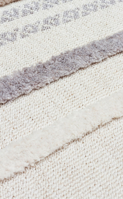 Malibu MLB01 White Grey Örgü Dokuma Salon Koridor Mutfak Halısı Bukle