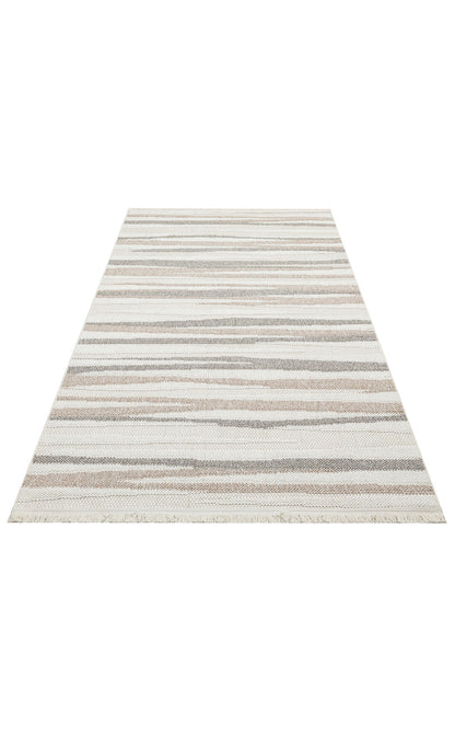 Gala 02 White Beige Örgü Dokuma Salon Koridor Mutfak Halısı Bukle
