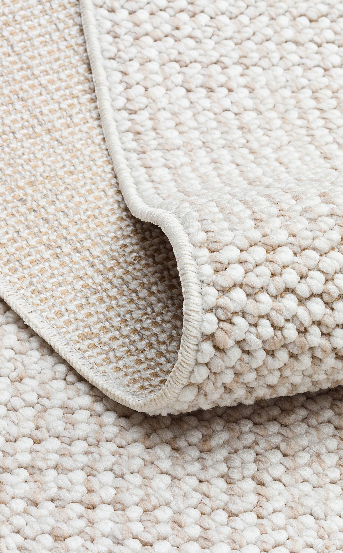 Gala Plain Beige White Örgü Dokuma Salon Koridor Mutfak Halısı Bukle