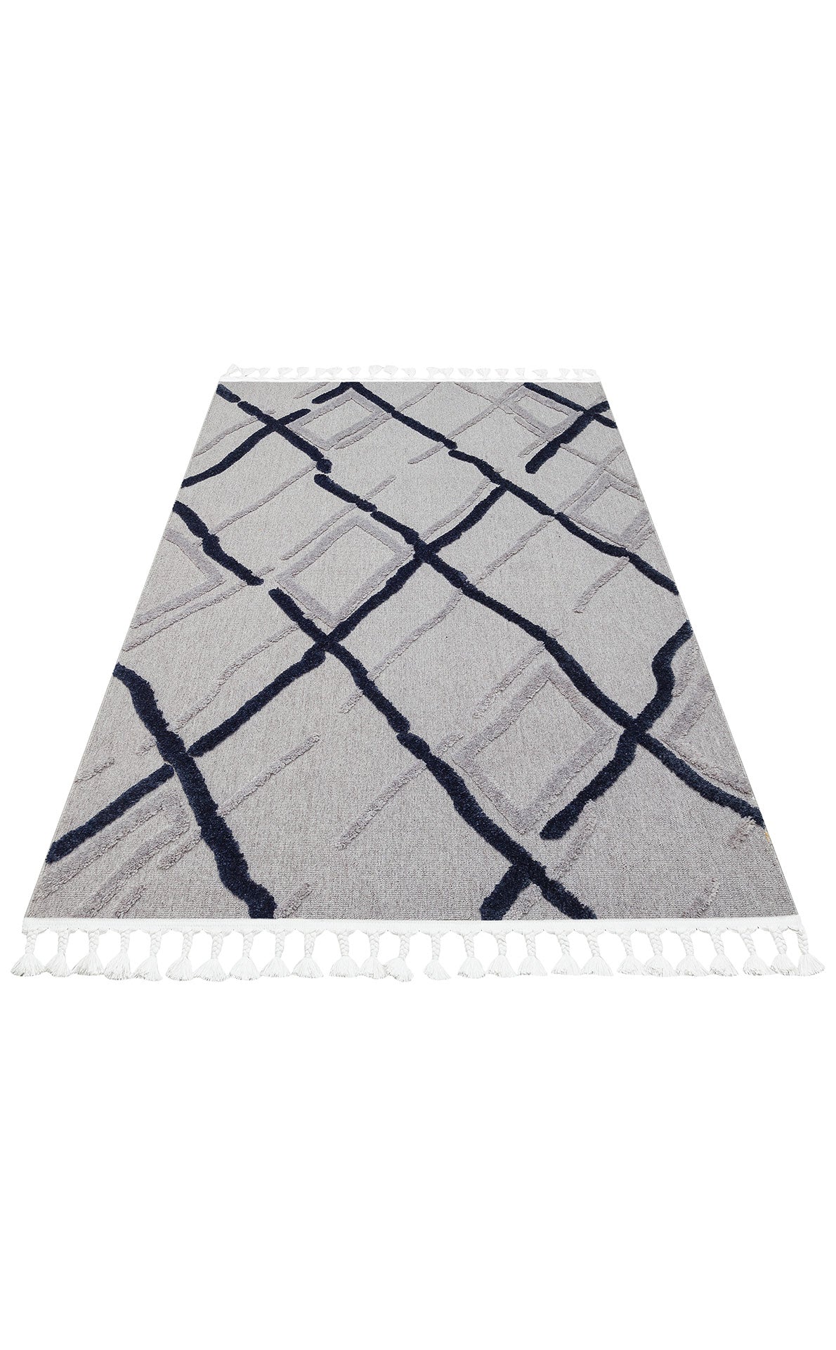 Malibu MLB03 Grey Navy Örgü Dokuma Salon Koridor Mutfak Halısı Bukle