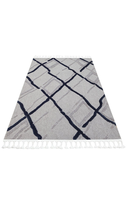 Malibu MLB03 Grey Navy Örgü Dokuma Salon Koridor Mutfak Halısı Bukle