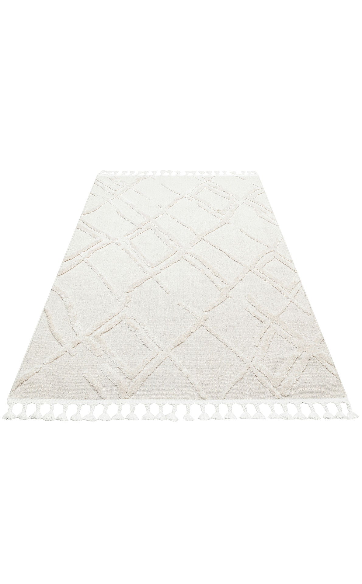 Malibu MLB03 White Örgü Dokuma Salon Koridor Mutfak Halısı Bukle