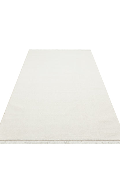 Logan Plain White Örgü Dokuma Salon Koridor Mutfak Halısı Bukle