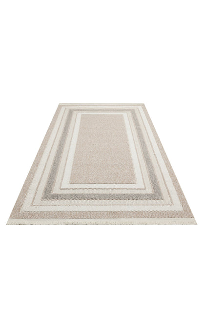 Gala 04  Beige Grey  Örgü Dokuma Salon Koridor Mutfak Halısı Bukle