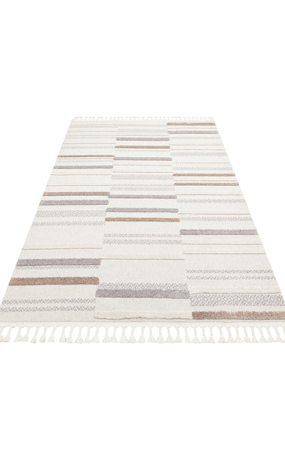 Malibu MLB01 White Grey Örgü Dokuma Salon Koridor Mutfak Halısı Bukle