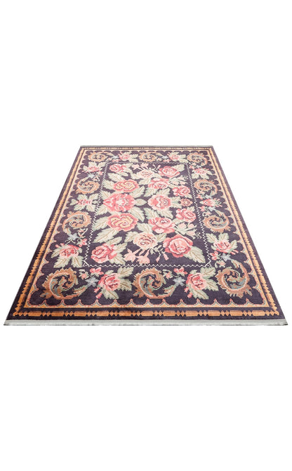 Kadim Black KDM07 Antik Desenlere Sahip Makinede Yıkanabilir Vintage Salon Oturma odası Koridor Mutfak Halısı