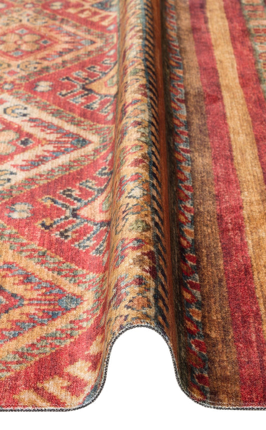 Kadim Multy KDM05 Antik Desenlere Sahip Makinede Yıkanabilir Vintage Salon Oturma odası Koridor Mutfak Halısı