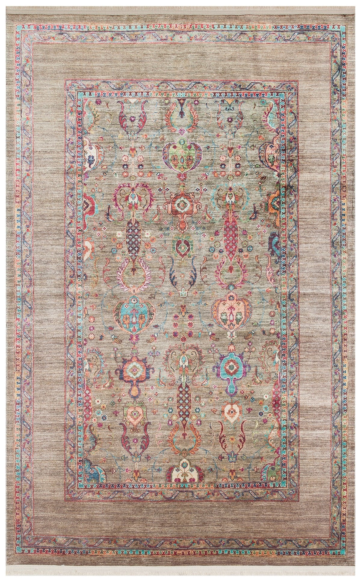 Kadim Olive KDM07 Antik Desenlere Sahip Makinede Yıkanabilir Vintage Salon Oturma odası Koridor Mutfak Halısı