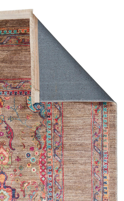 Kadim Olive KDM07 Antik Desenlere Sahip Makinede Yıkanabilir Vintage Salon Oturma odası Koridor Mutfak Halısı