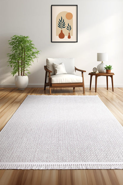 Skyet SKT0406 Beige Bukle Dokuma Minimalist İskandinav Halı