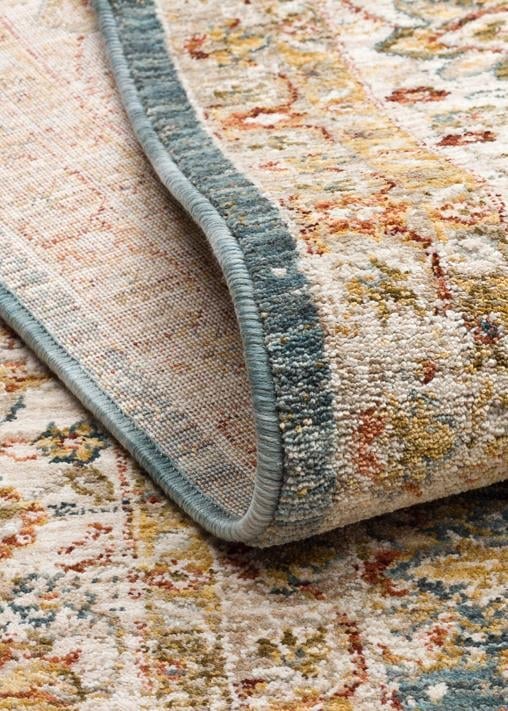 Varak Blue VRK01 Desenlere Sahip Makinede Yıkanabilir Vintage Salon Oturma odası Koridor Mutfak Halısı