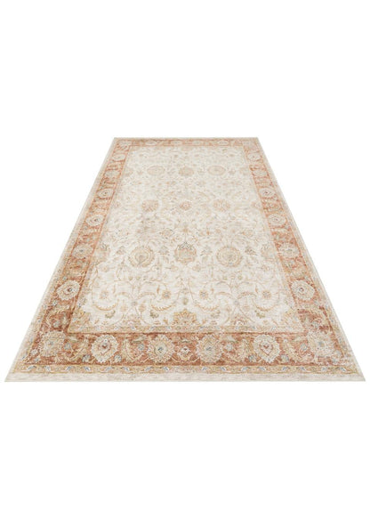 Varak Cream VRK02 Desenlere Sahip Makinede Yıkanabilir Vintage Salon Oturma odası Koridor Mutfak Halısı