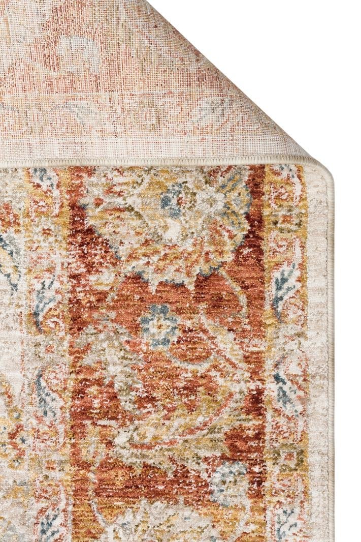 Varak Cream VRK02 Desenlere Sahip Makinede Yıkanabilir Vintage Salon Oturma odası Koridor Mutfak Halısı