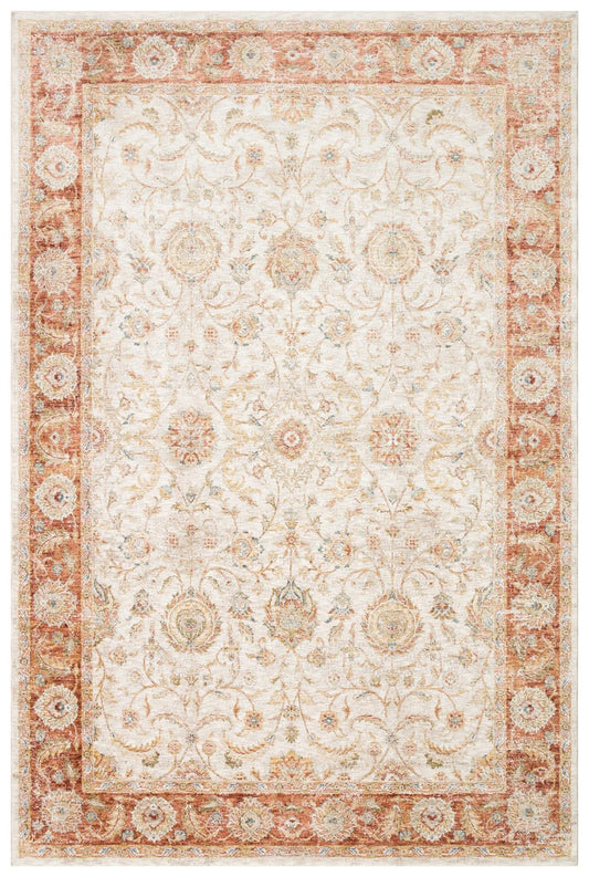 Varak Cream VRK02 Desenlere Sahip Makinede Yıkanabilir Vintage Salon Oturma odası Koridor Mutfak Halısı