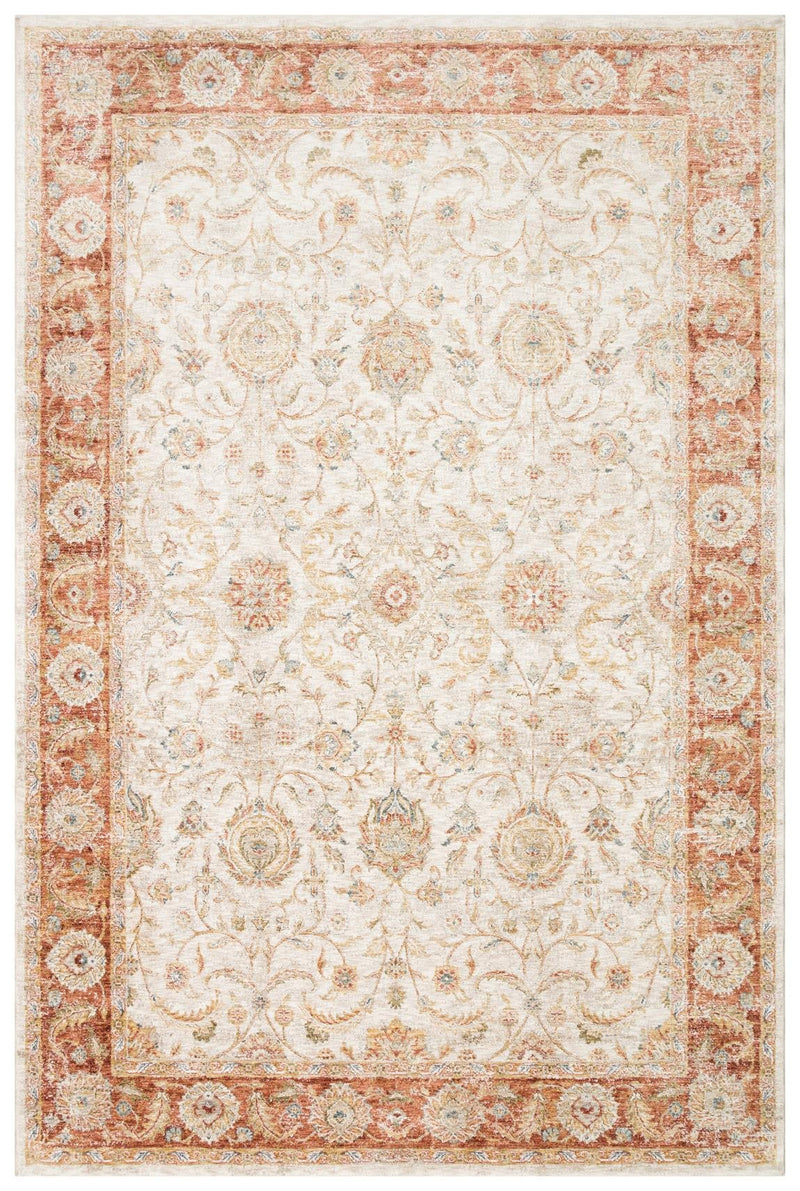 Varak Cream VRK02 Desenlere Sahip Makinede Yıkanabilir Vintage Salon Oturma odası Koridor Mutfak Halısı