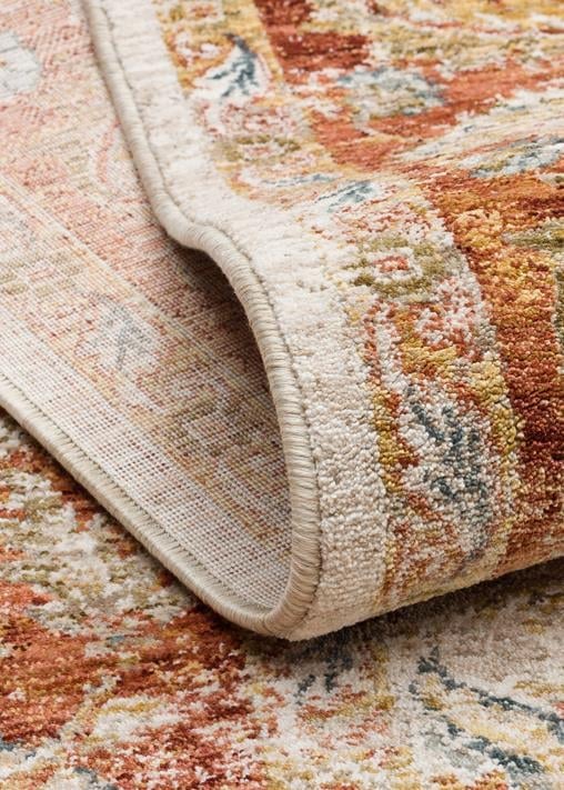 Varak Cream VRK02 Desenlere Sahip Makinede Yıkanabilir Vintage Salon Oturma odası Koridor Mutfak Halısı