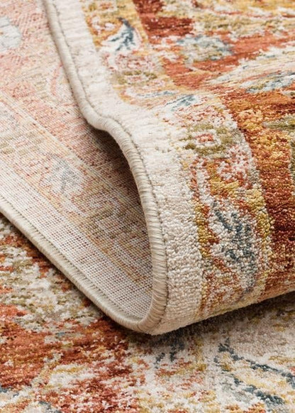Varak Cream VRK02 Desenlere Sahip Makinede Yıkanabilir Vintage Salon Oturma odası Koridor Mutfak Halısı