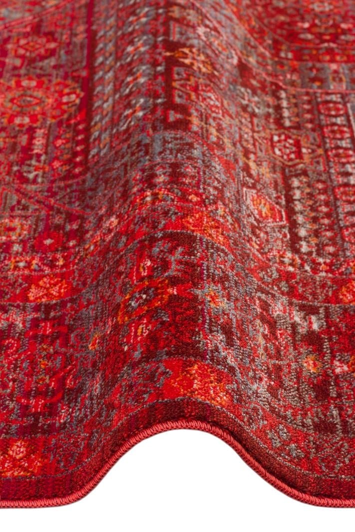 Pietra Red PTA20 Desenlere Sahip Vintage Salon Oturma odası Koridor Mutfak Halısı