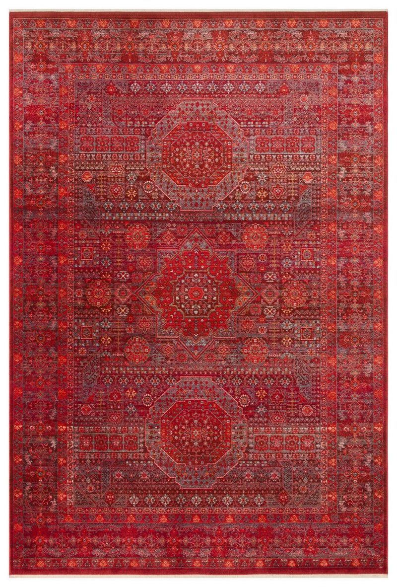 Pietra Red PTA20 Desenlere Sahip Vintage Salon Oturma odası Koridor Mutfak Halısı