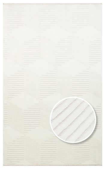 Island IND01 Cream Dokuma Yıkanabilir Salon Mutfak Koridor Halısı